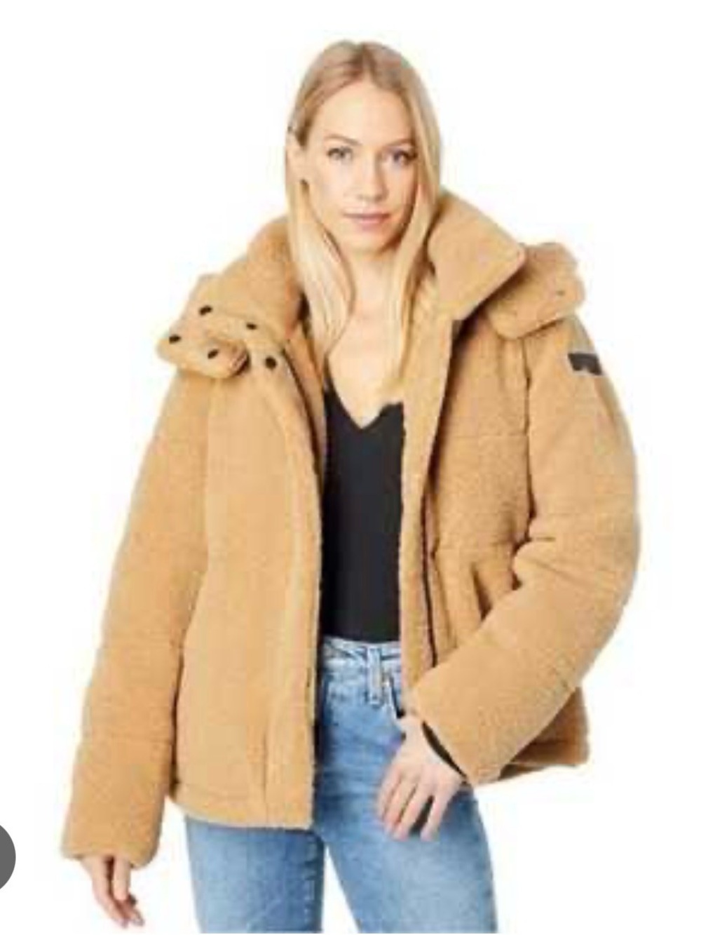 Sanctuary Plush Teddy Zip-Front Jacket - Camel